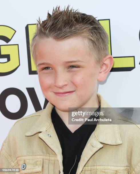 Actor Ethan Perkins attends the Gen-Z Studio Brat's premiere of "Chicken Girls" at The Ahrya Fine Arts Theater on June 28, 2018 in Beverly Hills,...