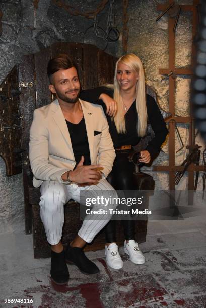 Domenico de Cicco and Carina Spack during the 'Horror Hour - Licht aus, Alptraum an!' premiere at Berlin Dungeon on June 28, 2018 in Berlin, Germany.