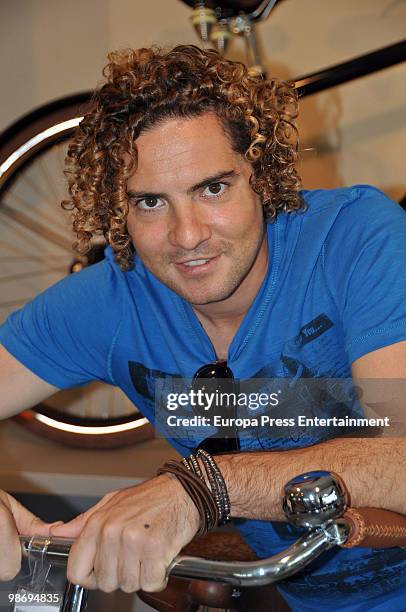 Spanish singer David Bisbal visits a bicycle factory on April 27, 2010 in Amsterdam, Netherlands.