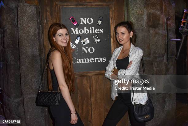 Klaudia Giez and Jennifer Taubmann during the 'Horror Hour - Licht aus, Alptraum an!' premiere at Berlin Dungeon on June 28, 2018 in Berlin, Germany.