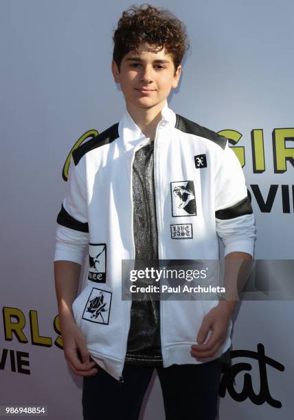 Actor Jax Malcolm attends the Gen-Z Studio Brat's premiere of "Chicken Girls" at The Ahrya Fine Arts Theater on June 28, 2018 in Beverly Hills,...