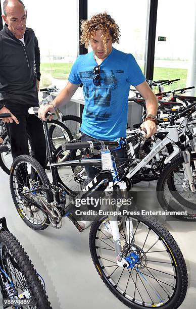 Spanish singer David Bisbal visits a bicycle factory on April 27, 2010 in Amsterdam, Netherlands.