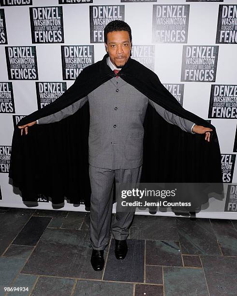 Actor Russell Hornsby poses for photos at the Broadway Opening Night After Party for "Fences" at the Bryant Park Hotel on April 26, 2010 in New York...
