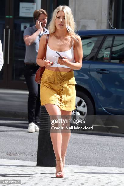 Mollie King seen arriving at BBC Radio One on June 29, 2018 in London, England.