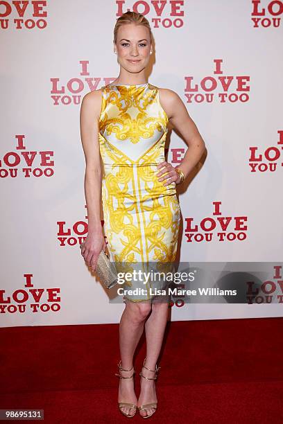 Yvonne Strahovski attends the premiere of 'I Love You Too' at Event Cinemas George Street on April 27, 2010 in Sydney, Australia.