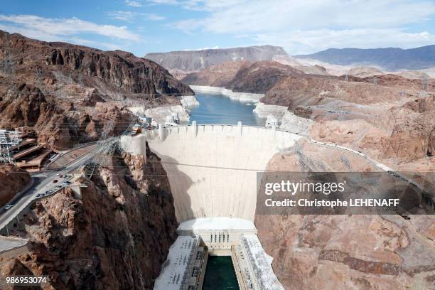 usa. arizona. nevada. colorado river. lake mead. hoover dam dam. - vattnets lopp bildbanksfoton och bilder