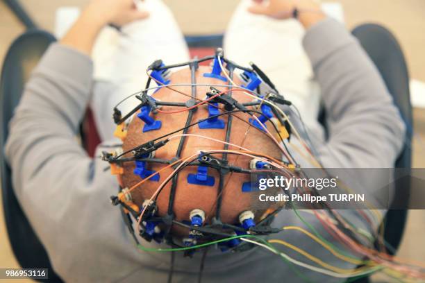 electroencephalography. - electrode stock pictures, royalty-free photos & images