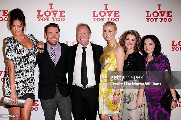 Megan Gale, Brendan Cowell, Peter Helliar, Yvonne Strahovski, Daina Reid and Yael Bergman attend the premiere of 'I Love You Too' at Event Cinemas...