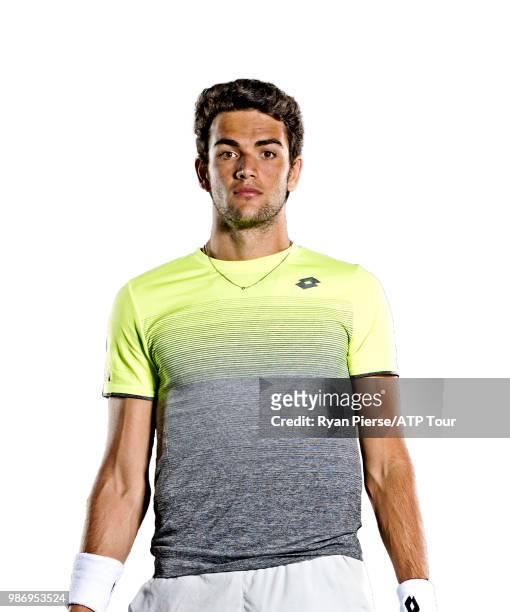 Matteo Berrettini of Italy poses for portraits during the Australian Open at Melbourne Park on January 14, 2018 in Melbourne, Australia.