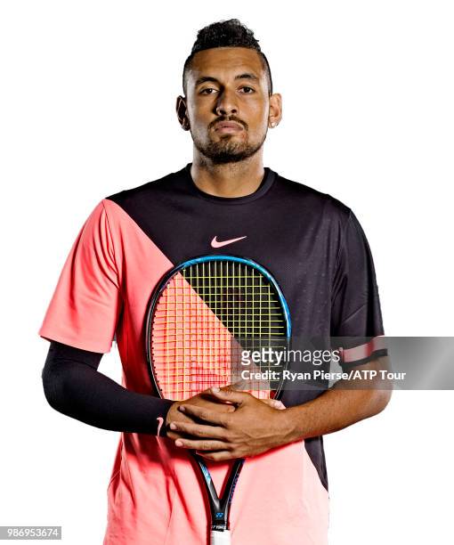 Nick Kyrgios of Australia poses for portraits during the Australian Open at Melbourne Park on January 14, 2018 in Melbourne, Australia.