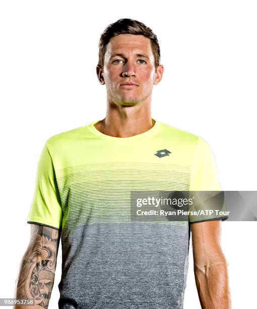 Dennis Novak of Austria poses for portraits during the Australian Open at Melbourne Park on January 14, 2018 in Melbourne, Australia.