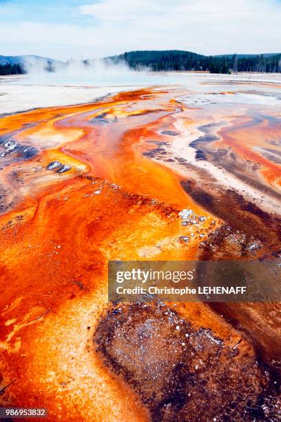 usa. wyoming. yellowstone park. black sand basin. rainbow pool. - vattnets lopp bildbanksfoton och bilder