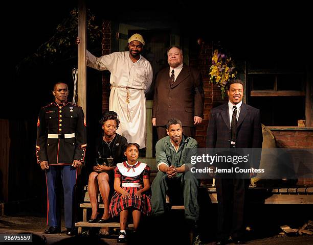 Actors Chris Chalk, Viola Davis, Mykelti Williamson , Stephen McKinley Henderson SaCha Stewart-Coleman, Denzel Washington and Russell Hornsby onstage...