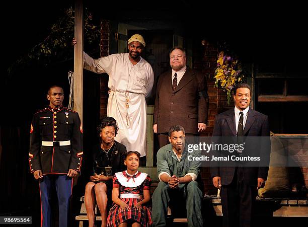 Actors Chris Chalk, Viola Davis, Mykelti Williamson , Stephen McKinley Henderson SaCha Stewart-Coleman, Denzel Washington and Russell Hornsby onstage...