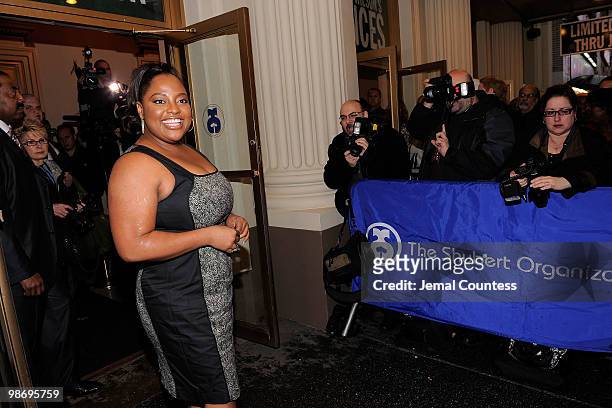 Media personality Sherri Shepard walks the red carpet at the Broadway Opening of "Fences" at the Cort Theatre on April 26, 2010 in New York City.