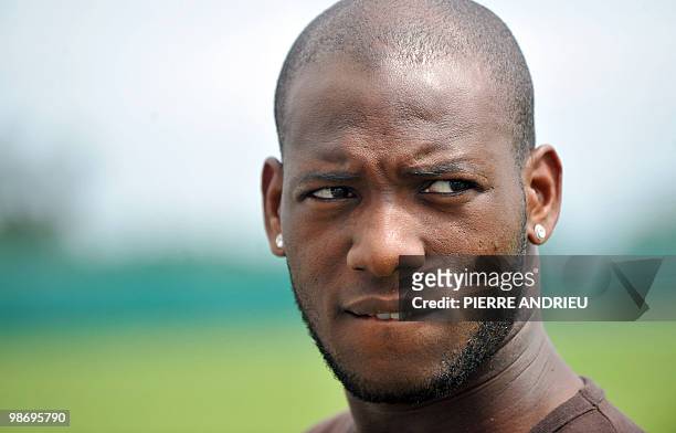 Photo taken on August 7, 2009 shows Bordeaux' French defender Michael Ciani attending a training session at Bordeaux' training center Le Haillan,...