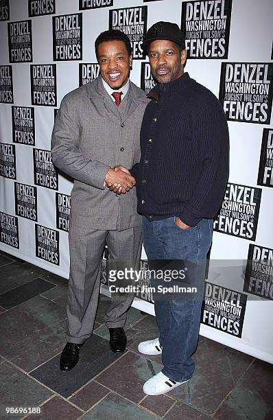 Russell Hornsby and Denzel Washington attend the opening night of "Fences" on Broadway after party at on April 26, 2010 in New York City.