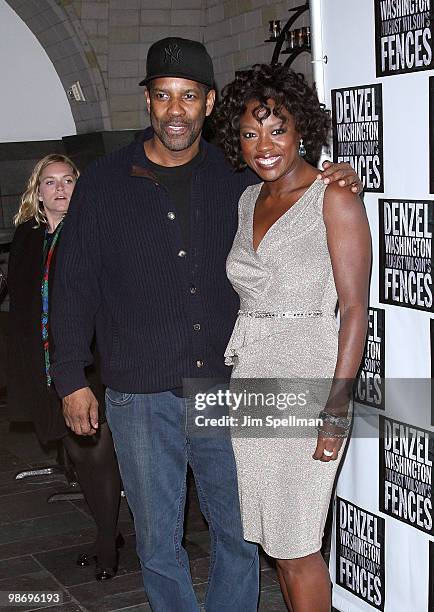 Actors Denzel Washington and Viola Davis attend the opening night of "Fences" on Broadway after party at on April 26, 2010 in New York City.