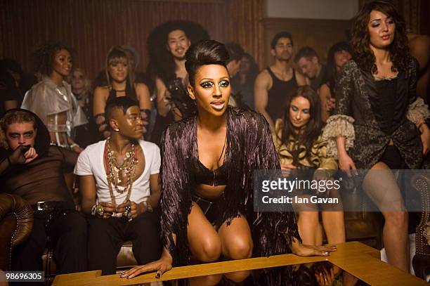 Alexandra Burke behind the scenes at a video shoot for her new single 'All Night Long', featuring Pitbull on March 27, 2010 in London, England.