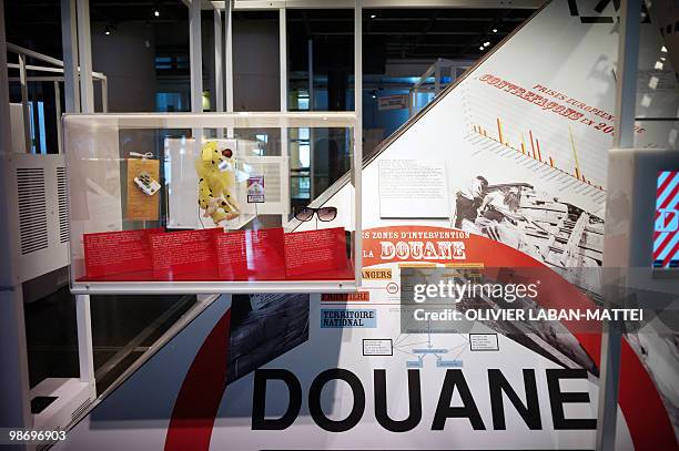 Counterfeit items seized by French customs are shown on April 21, 2010 during an exhibition on counterfeiting at the Cite des Sciences et de...