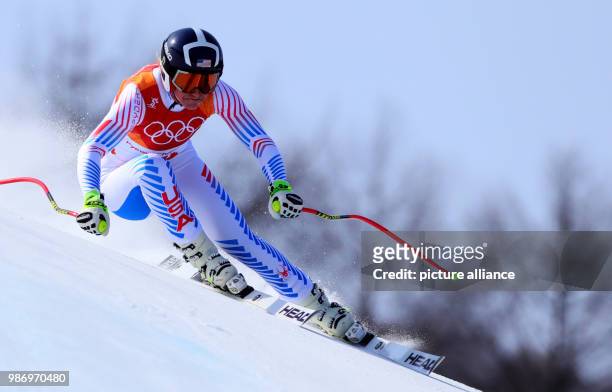 Alice McKennis from the US during the women's alpine skiing event of the 2018 Winter Olympics in the Jeongseon Alpine Centre in Pyeongchang, South...