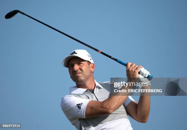 Spanish golf player Sergio Garcia competes in the second round of the HNA Open de France, as part of the European Tour 2018, at the...