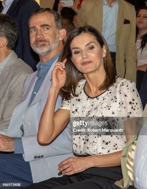 King Felipe VI of Spain and Queen Letizia of Spain attend the Rescatadores de Talento conference at the Hotel Camiral on June 29, 2018 in Girona,...