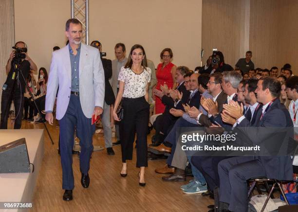 King Felipe VI of Spain and Queen Letizia of Spain attend the Rescatadores de Talento conference at the Hotel Camiral on June 29, 2018 in Girona,...