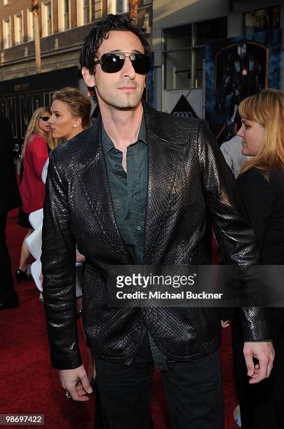 Actor Adrien Brody arrives at the world wide premiere of "Iron Man 2" Premiere held at the El Capitan Theatre on April 26, 2010 in Hollywood,...