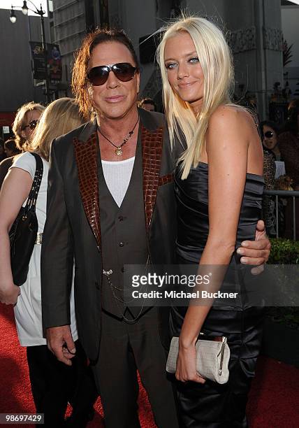 Actor Mickey Rourke and model Anastassija Makarenko arrive at the world wide premiere of "Iron Man 2" Premiere held at the El Capitan Theatre on...
