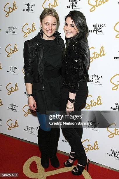 Shana Barry and Amanda Sidman arrive at the Stoli Film Pioneer Award Presentation at Tribeca Grand Hotel on April 26, 2010 in New York City.