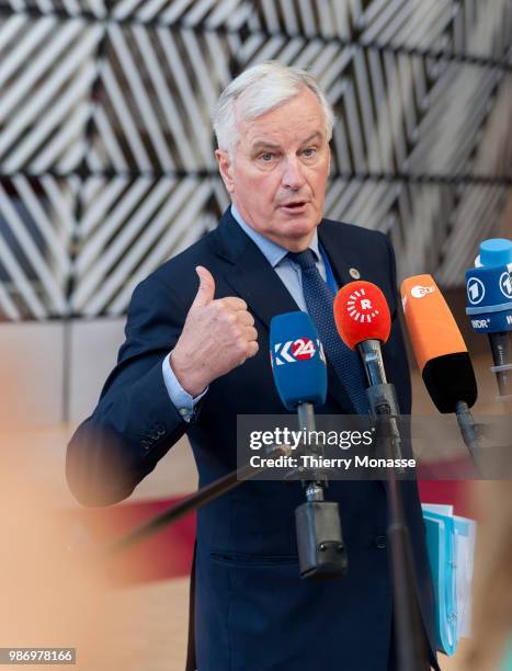 European Chief Negotiator for the United Kingdom Exiting the European Union Michel Barnier arrives to take part in the second day of the European...