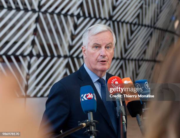 European Chief Negotiator for the United Kingdom Exiting the European Union Michel Barnier arrives to take part in the second day of the European...