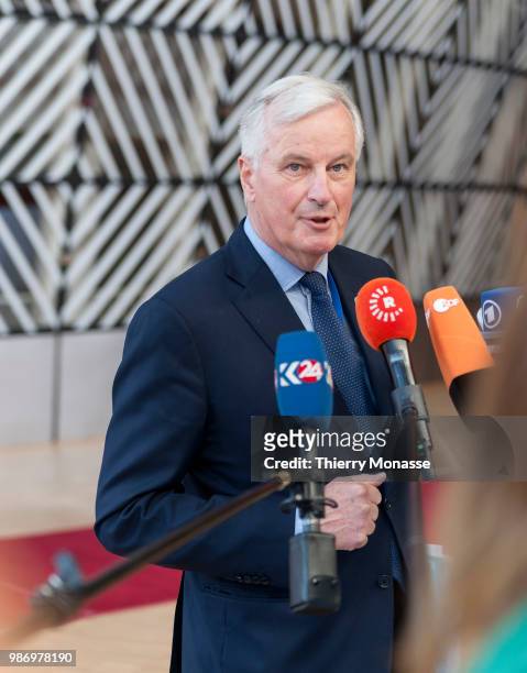 European Chief Negotiator for the United Kingdom Exiting the European Union Michel Barnier arrives to take part in the second day of the European...