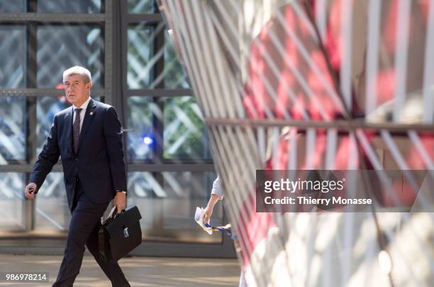 Czech Republic's Prime Minister Andrej Babis arrives to take part in the lsecond day of the European Union leaders' summit, without Britain, to...