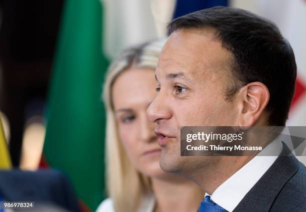 Irish Taoiseach Leo Varadkar arrives to take part in the second day of the European Union leaders' summit, without Britain, to discuss Brexit and...