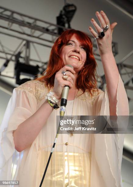 Singer Florence Welch of Florence and the Machine performs during Day 3 of the Coachella Valley Music & Art Festival 2010 held at the Empire Polo...