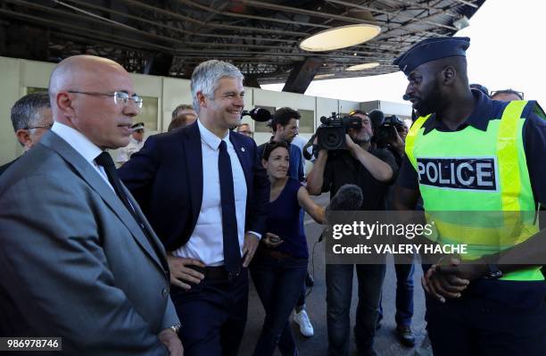 President of Les Republicains right-wing party Laurent Wauquiez and LR member of parliament and President of the Alpes-Maritimes departmental...