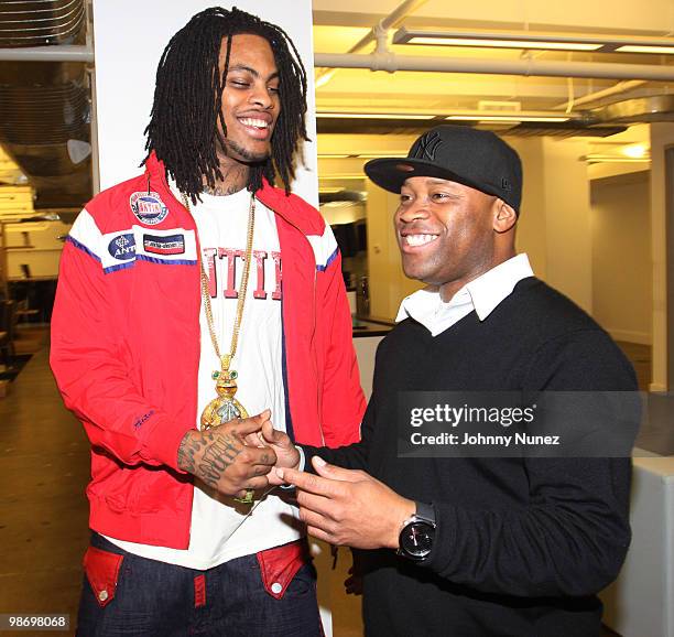 Waka Flocka Flame and Mel Testamark visit the Blac Label/Antik Denim Showroom on April 26, 2010 in New York City.