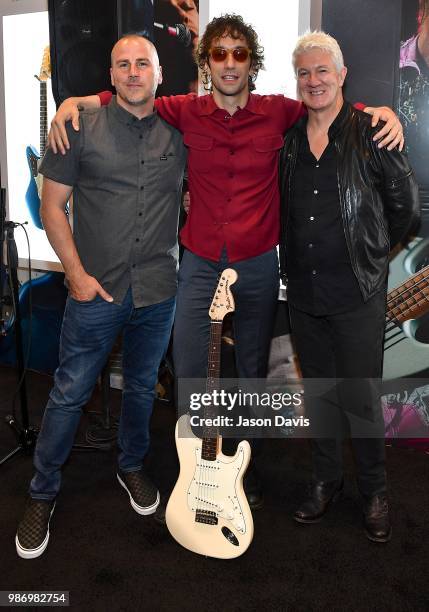 Fender Products, Justin Norvell, Recording Artist Albert Hammond Jr and Fender CEO, Andy Mooney celebrate the upcoming release of the Signature...