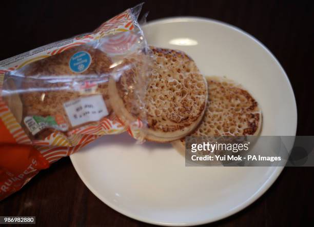 Plate of crumpets, in London.