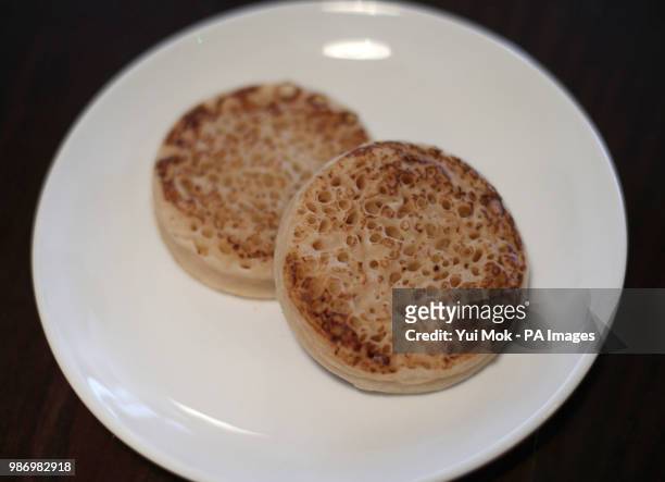 Plate of crumpets, as they become the latest casualty of the carbon dioxide shortage which is hitting production throughout the UK's food and drink...
