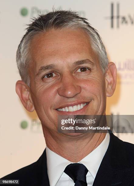 Gary Lineker attends launch photocall for the World Class Football Auction in aid of the Willow Foundation at Harrods on April 27, 2010 in London,...