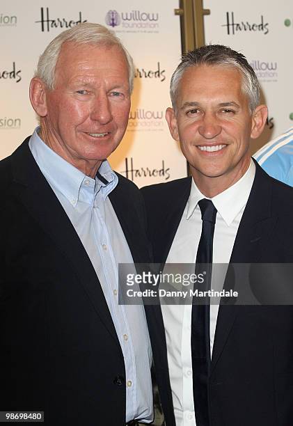 Bob Wilson and Gary Lineker attend launch photocall for the World Class Football Auction in aid of the Willow Foundation at Harrods on April 27, 2010...