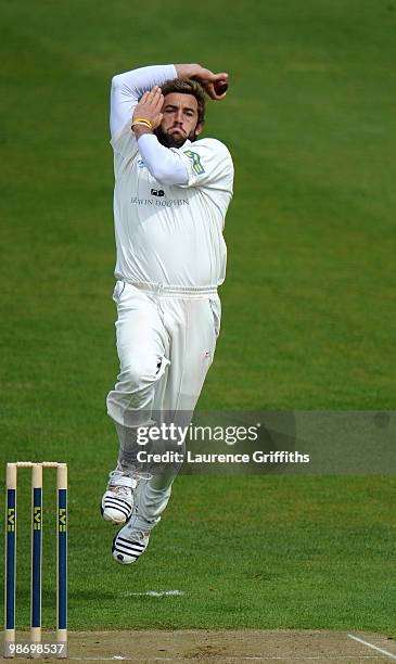 Liam Plunkett of Durham in action during the LV County Championship match between Yorkshire and Durham at Headingley Carnegie Stadium on April 27,...