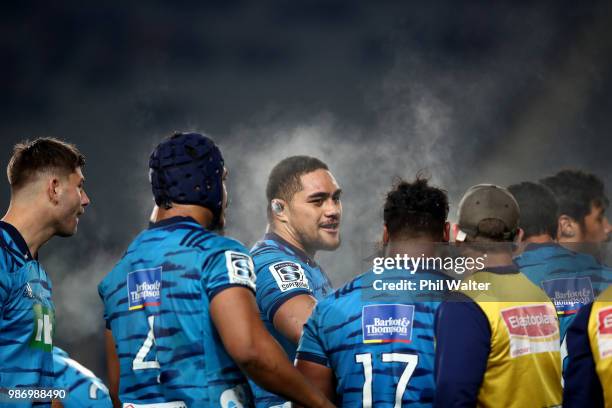 Ofa Tuungafasi of the Blues during the round 17 Super Rugby match between the Blues and the Reds at Eden Park on June 29, 2018 in Auckland, New...