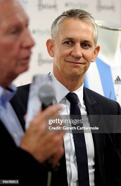 Former Arsenal and Scotland goalkeeper and Willow Foundation co founder Bob Wilson and Gary Lineker attend the World Class Football Auction launch...