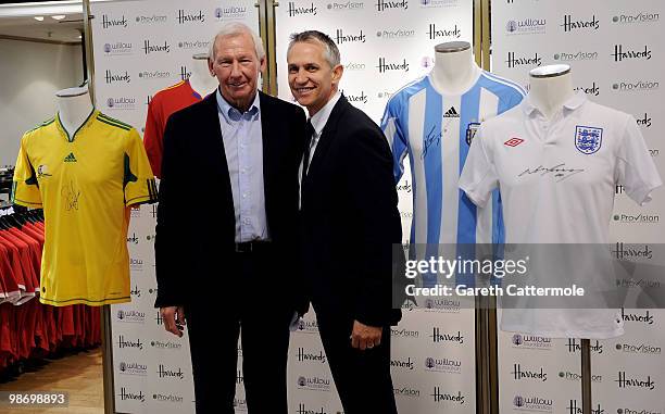 Former Arsenal and Scotland goalkeeper and Willow Foundation co founder Bob Wilson and Gary Lineker attend the World Class Football Auction launch...