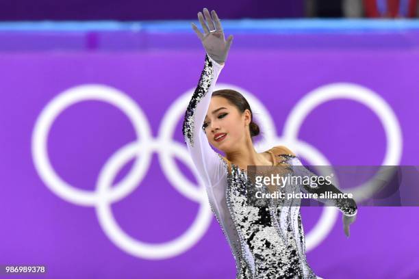 Russia's Alina Zagitova in action during the women's figure skating short program event during the Pyeongchang 2018 Winter Olympic Games, in...