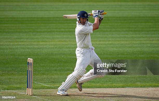 Hampshire batsman Nic Pothas picks up some runs during day one of the LV County Championship division one match between Warwickshire and Hampshire at...